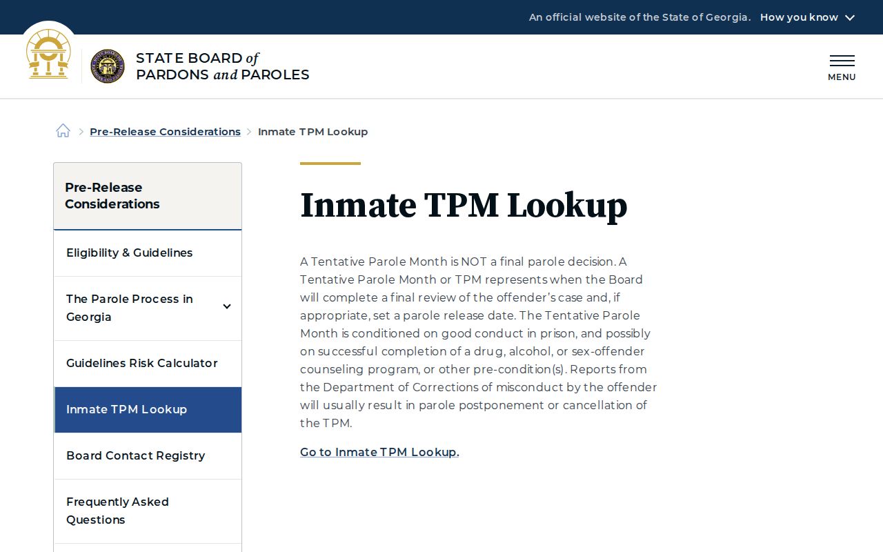 Bryan County parole tentative month lookup explainer