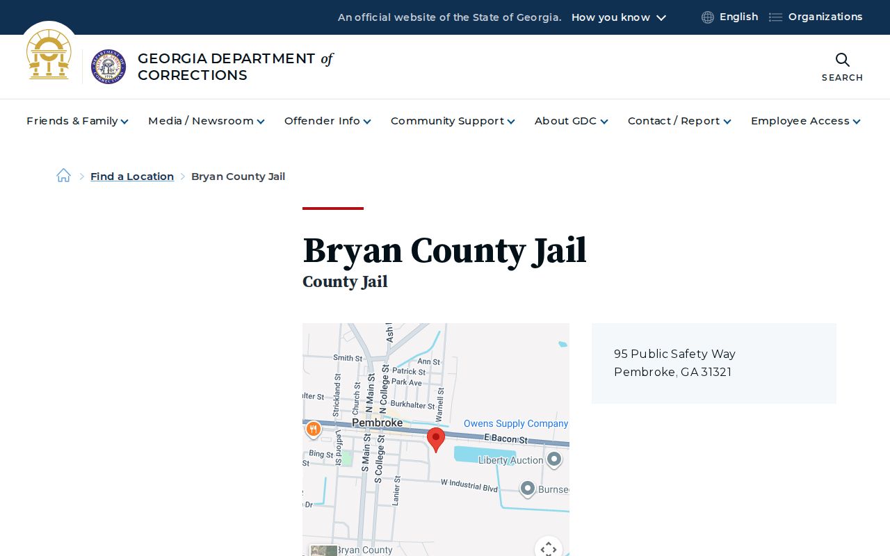 Bryan County Jail release records location page